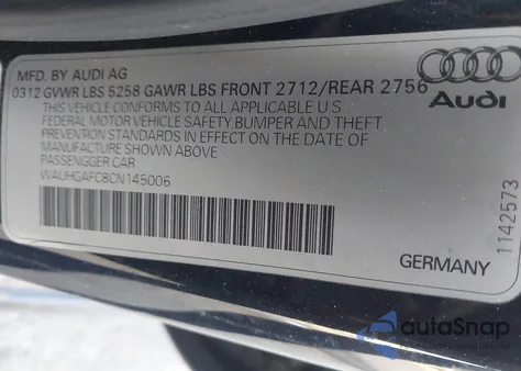 2012 Audi A6 3.0 Premium из США, поврежденный, VIN WAUHGAFC8CN145006